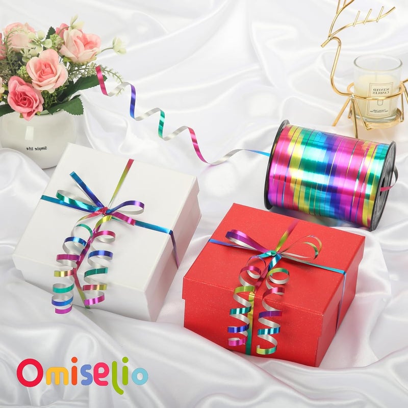 OMISELIO 500 Yard Rainbow Ribbon, Rainbow Curling Ribbon, Curly Ribbon for Gift Wrapping, Balloons, Parties, Weddings, Birthdays, Christmas - Image 2